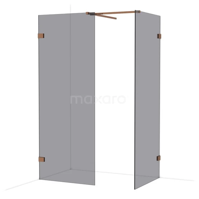 Diamond Inloopdouche | 80x80 cm Glanzend koper Rookglas 2 vaste wanden IDB0808521GKP Diamond Inloopdouche | 80x80 cm Glanzend koper Rookglas 2 vaste wanden IDB0808521GKP