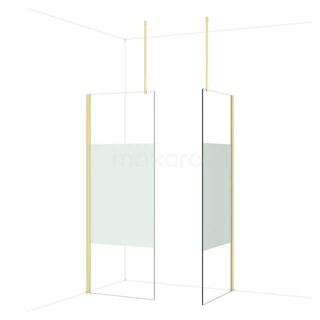Begehbare Duschen IDB0808913GLG Minimalistische Glas-Duschwand mit goldfarbenen Aluminium-Profilen, ideal als stilvolle Trennwand im Badezimmer.