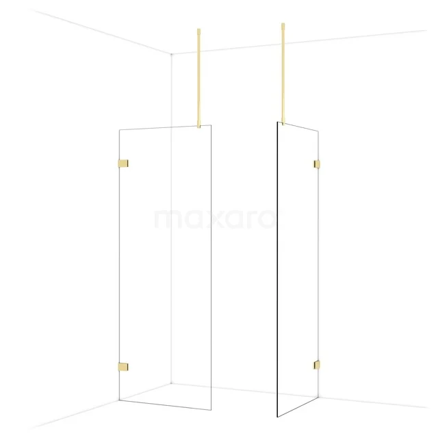 Diamond Walk-in shower | 80x80 cm Glanzend lichtgoud Clear glass 2 fixed walls IDB0808920GLG Diamond Walk-in shower | 80x80 cm Glanzend lichtgoud Clear glass 2 fixed walls IDB0808920GLG