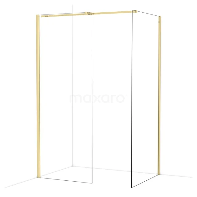 Begehbare Duschen IDB0809310GLG Goldene Aluminium-Duschwand mit klaren Linien, modernem Design und transparentem Glas, ideal für ein stilvolles Badezimmer.