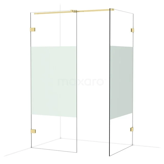 Diamond Walk-in shower | 90x80 cm Glanzend lichtgoud Clear with matt strip 2 fixed walls IDB0809323GLG Diamond Walk-in shower | 90x80 cm Glanzend lichtgoud Clear with matt strip 2 fixed walls IDB0809323GLG