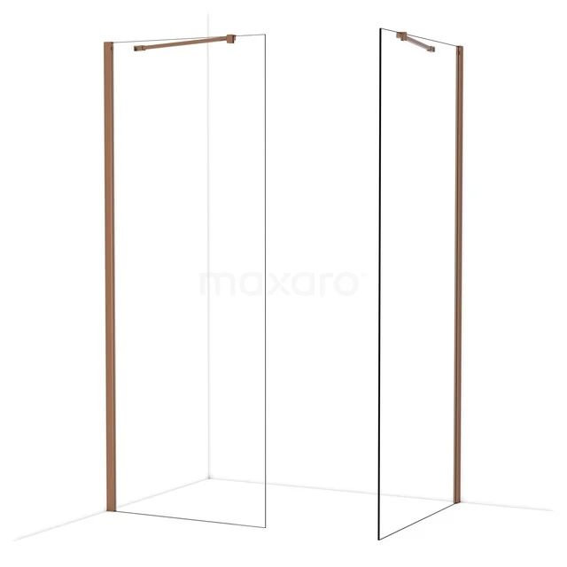 Diamond Walk-in shower | 90x80 cm Glanzend koper Clear glass 2 fixed walls IDB0809410GKP Diamond Walk-in shower | 90x80 cm Glanzend koper Clear glass 2 fixed walls IDB0809410GKP