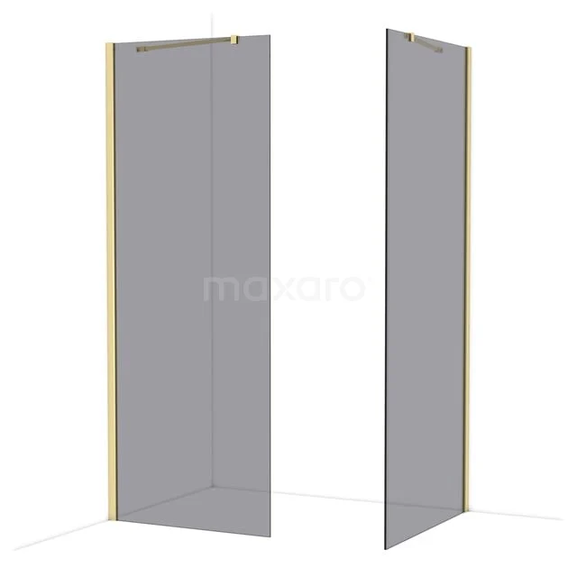 Diamond Inloopdouche | 90x80 cm Glanzend lichtgoud Rookglas 2 vaste wanden IDB0809411GLG Diamond Inloopdouche | 90x80 cm Glanzend lichtgoud Rookglas 2 vaste wanden IDB0809411GLG