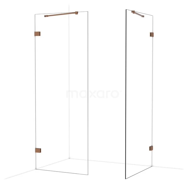 Diamond Inloopdouche | 90x80 cm Glanzend koper Helder glas 2 vaste wanden IDB0809420GKP Diamond Inloopdouche | 90x80 cm Glanzend koper Helder glas 2 vaste wanden IDB0809420GKP