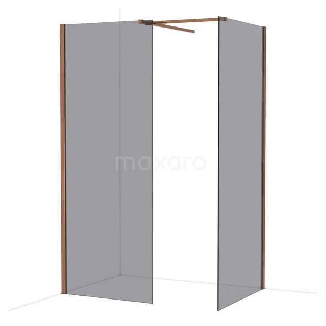 Diamond Inloopdouche | 90x80 cm Glanzend koper Rookglas 2 vaste wanden IDB0809511GKP Diamond Inloopdouche | 90x80 cm Glanzend koper Rookglas 2 vaste wanden IDB0809511GKP