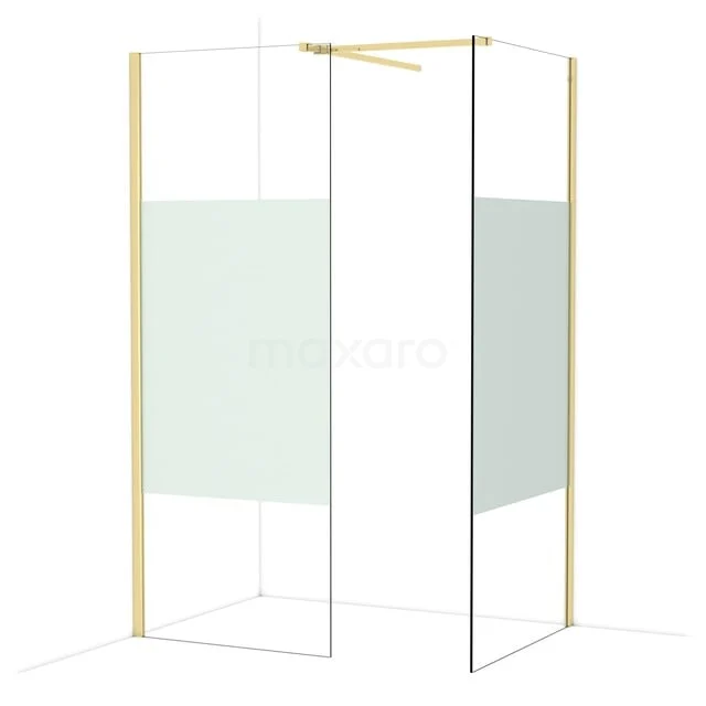 Diamond Inloopdouche | 90x80 cm Glanzend lichtgoud Helder met matte strook 2 vaste wanden IDB0809513GLG Diamond Inloopdouche | 90x80 cm Glanzend lichtgoud Helder met matte strook 2 vaste wanden IDB0809513GLG