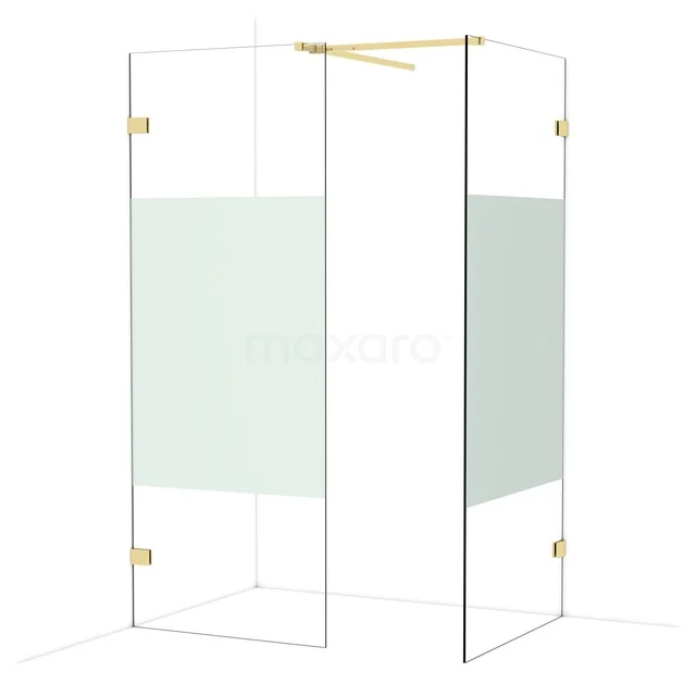 Diamond Walk-in shower | 90x80 cm Glanzend lichtgoud Clear with matt strip 2 fixed walls IDB0809523GLG Diamond Walk-in shower | 90x80 cm Glanzend lichtgoud Clear with matt strip 2 fixed walls IDB0809523GLG