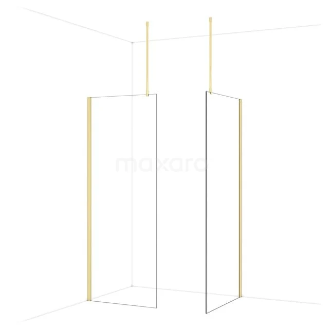 Diamond Inloopdouche | 90x80 cm Glanzend lichtgoud Helder glas 2 vaste wanden IDB0809910GLG Diamond Inloopdouche | 90x80 cm Glanzend lichtgoud Helder glas 2 vaste wanden IDB0809910GLG