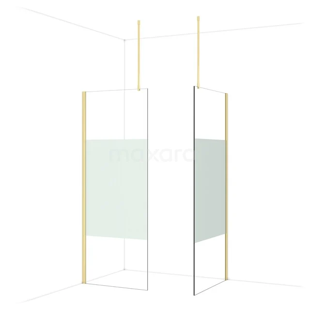 Diamond Inloopdouche | 90x80 cm Glanzend lichtgoud Helder met matte strook 2 vaste wanden IDB0809913GLG Diamond Inloopdouche | 90x80 cm Glanzend lichtgoud Helder met matte strook 2 vaste wanden IDB0809913GLG