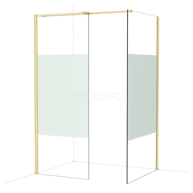 Goldene Duschwand mit Glas, minimalistisches Design, perfekt als stilvolle Trennwand im modernen Badezimmer.