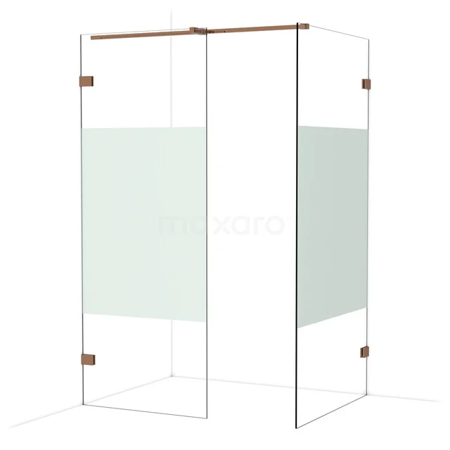 Diamond Walk-in shower | 100x80 cm Glanzend koper Clear with matt strip 2 fixed walls IDB0810323GKP Diamond Walk-in shower | 100x80 cm Glanzend koper Clear with matt strip 2 fixed walls IDB0810323GKP