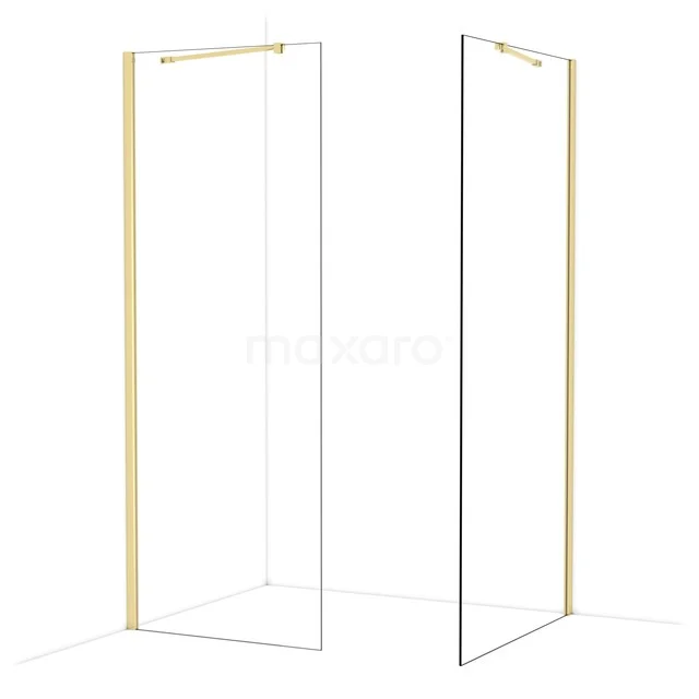 Gold- und Chrom-Duschprofilset mit eckigem Design, ideal für eine moderne und stilvolle Badezimmergestaltung.