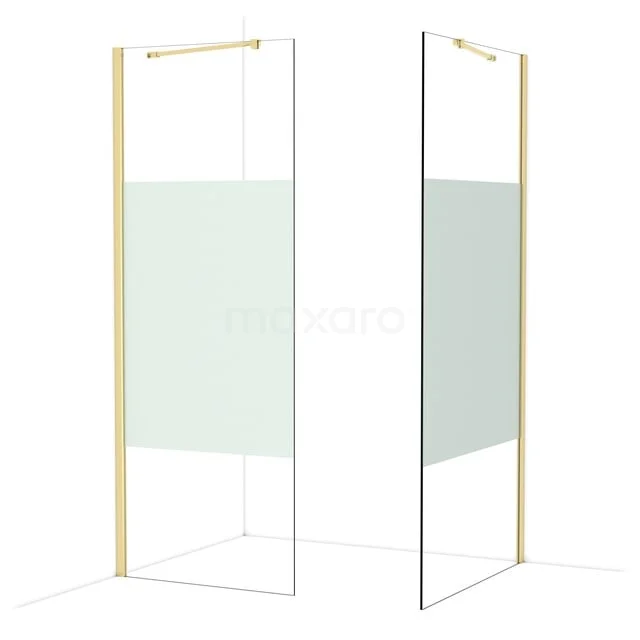Diamond Walk-in shower | 100x80 cm Glanzend lichtgoud Clear with matt strip 2 fixed walls IDB0810413GLG Diamond Walk-in shower | 100x80 cm Glanzend lichtgoud Clear with matt strip 2 fixed walls IDB0810413GLG