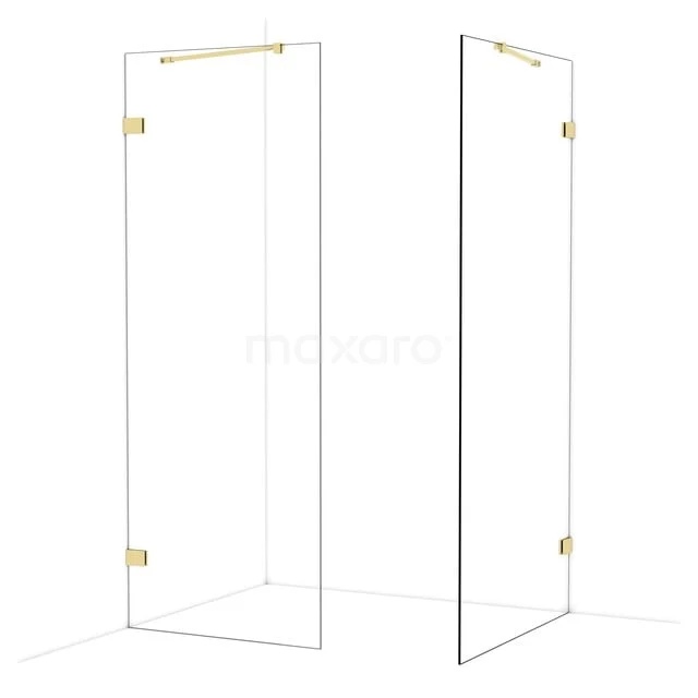 Diamond Inloopdouche | 100x80 cm Glanzend lichtgoud Helder glas 2 vaste wanden IDB0810420GLG Diamond Inloopdouche | 100x80 cm Glanzend lichtgoud Helder glas 2 vaste wanden IDB0810420GLG