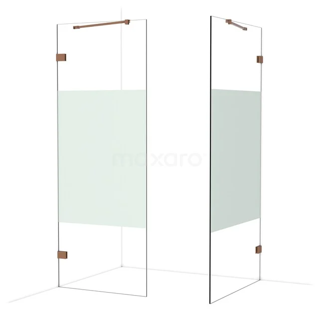 Diamond Inloopdouche | 100x80 cm Glanzend koper Helder met matte strook 2 vaste wanden IDB0810423GKP Diamond Inloopdouche | 100x80 cm Glanzend koper Helder met matte strook 2 vaste wanden IDB0810423GKP