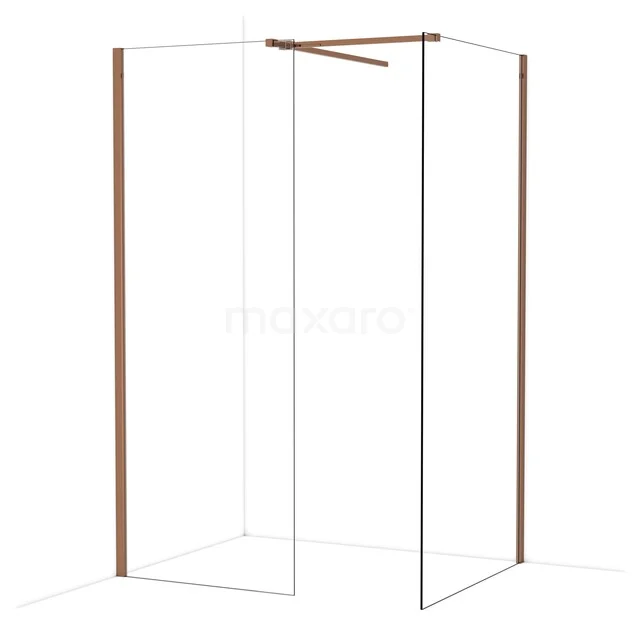 Diamond Inloopdouche | 100x80 cm Glanzend koper Helder glas 2 vaste wanden IDB0810510GKP Diamond Inloopdouche | 100x80 cm Glanzend koper Helder glas 2 vaste wanden IDB0810510GKP