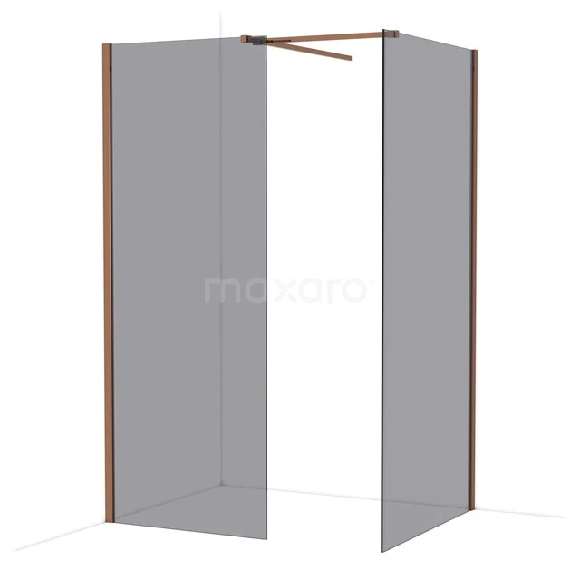 Diamond Inloopdouche | 100x80 cm Glanzend koper Rookglas 2 vaste wanden IDB0810511GKP Diamond Inloopdouche | 100x80 cm Glanzend koper Rookglas 2 vaste wanden IDB0810511GKP