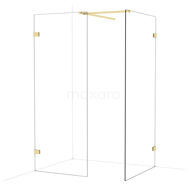 Diamond Walk-in shower | 100x80 cm Glanzend lichtgoud Clear glass 2 fixed walls IDB0810520GLG Diamond Walk-in shower | 100x80 cm Glanzend lichtgoud Clear glass 2 fixed walls IDB0810520GLG