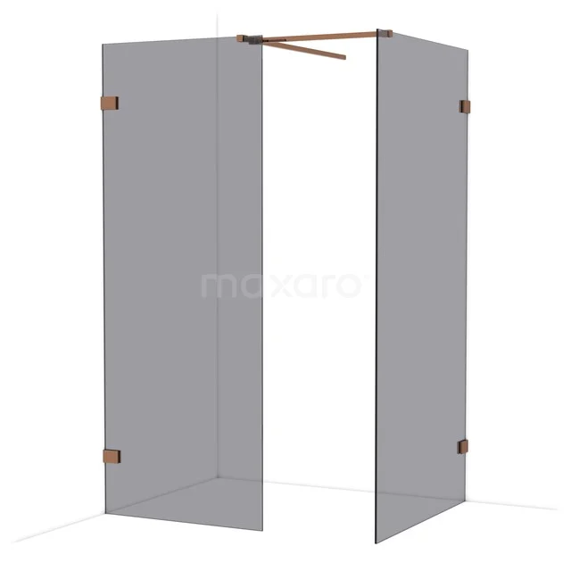 Diamond Inloopdouche | 100x80 cm Glanzend koper Rookglas 2 vaste wanden IDB0810521GKP Diamond Inloopdouche | 100x80 cm Glanzend koper Rookglas 2 vaste wanden IDB0810521GKP
