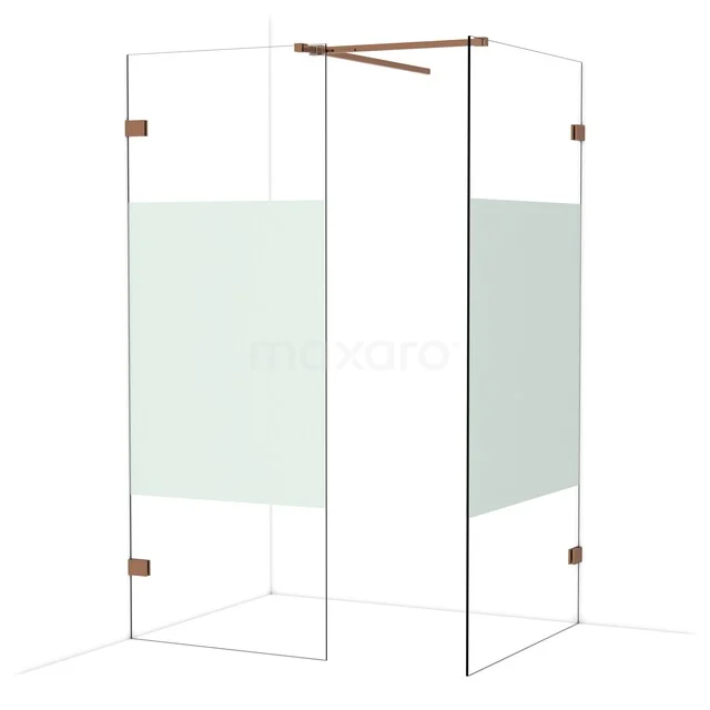 Diamond Walk-in shower | 100x80 cm Glanzend koper Clear with matt strip 2 fixed walls IDB0810523GKP Diamond Walk-in shower | 100x80 cm Glanzend koper Clear with matt strip 2 fixed walls IDB0810523GKP
