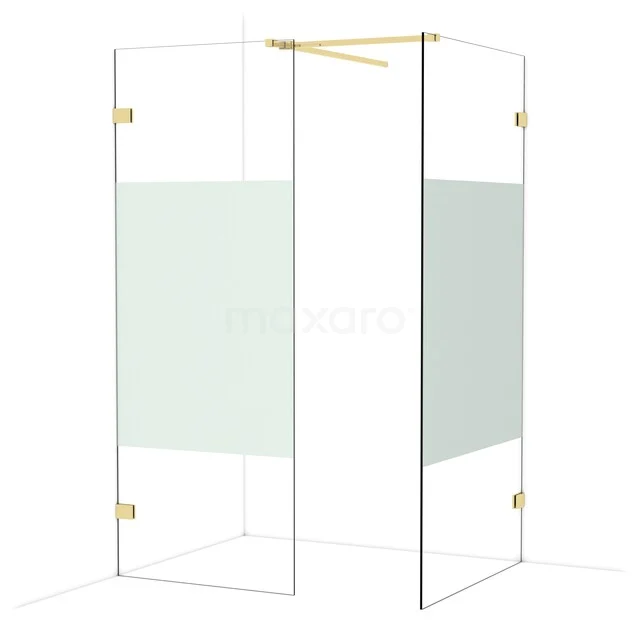 Shower cabin glass with golden accents, corner model, perfect combination of luxury and functionality for the modern bathroom.