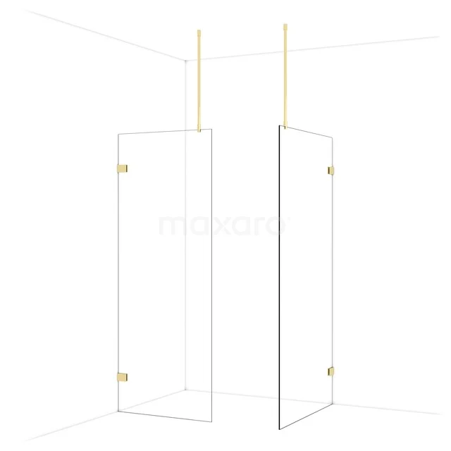 Diamond Inloopdouche | 100x80 cm Glanzend lichtgoud Helder glas 2 vaste wanden IDB0810920GLG Diamond Inloopdouche | 100x80 cm Glanzend lichtgoud Helder glas 2 vaste wanden IDB0810920GLG