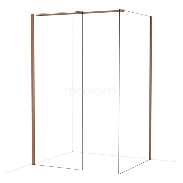 Begehbare Duschen IDB0811310GKP Duschwand mit kupferfarbenem Rahmen, minimalistisches Design, geeignet für moderne Bäder, hergestellt aus Klarglas.