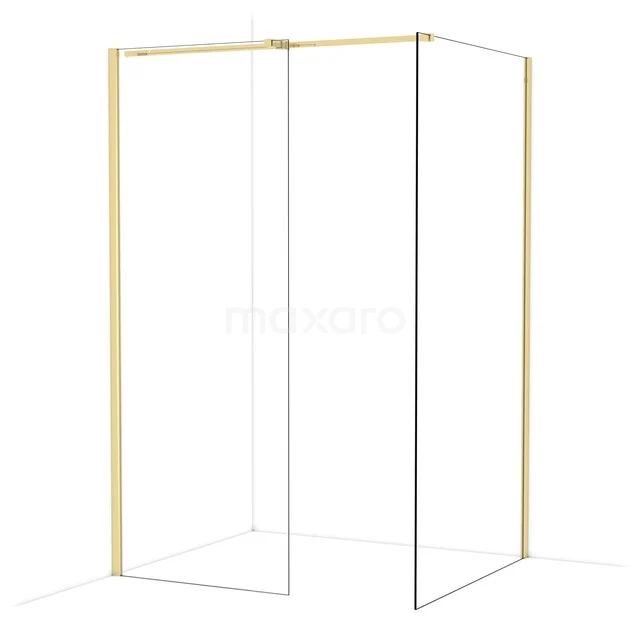 Diamond Inloopdouche | 110x80 cm Glanzend lichtgoud Helder glas 2 vaste wanden IDB0811310GLG Diamond Inloopdouche | 110x80 cm Glanzend lichtgoud Helder glas 2 vaste wanden IDB0811310GLG