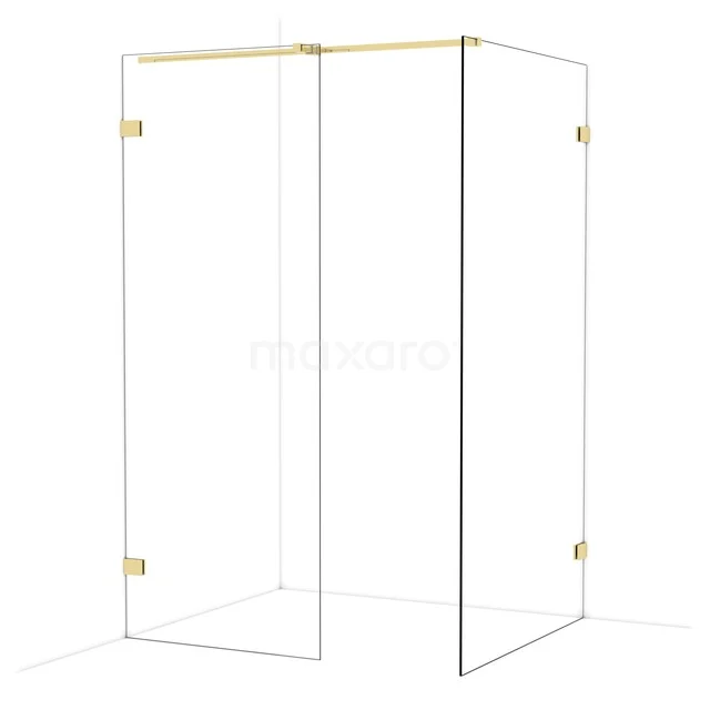 Begehbare Duschen IDB0811320GLG Glas Duschwand mit goldfarbenen Scharnieren, minimalistisches Design, ideal für ein modernes Badezimmer.