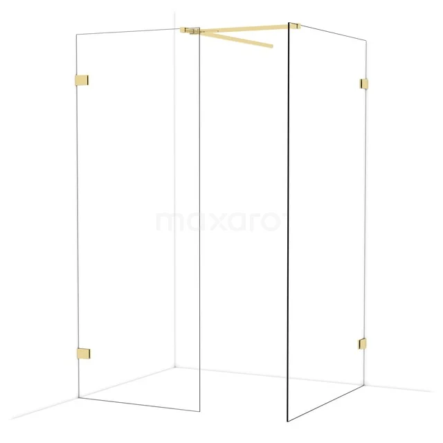 Diamond Inloopdouche | 110x80 cm Glanzend lichtgoud Helder glas 2 vaste wanden IDB0811520GLG Diamond Inloopdouche | 110x80 cm Glanzend lichtgoud Helder glas 2 vaste wanden IDB0811520GLG