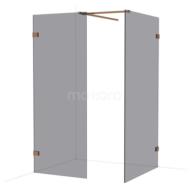 Diamond Walk-in shower | 110x80 cm Glanzend koper Smoke glass 2 fixed walls IDB0811521GKP Diamond Walk-in shower | 110x80 cm Glanzend koper Smoke glass 2 fixed walls IDB0811521GKP