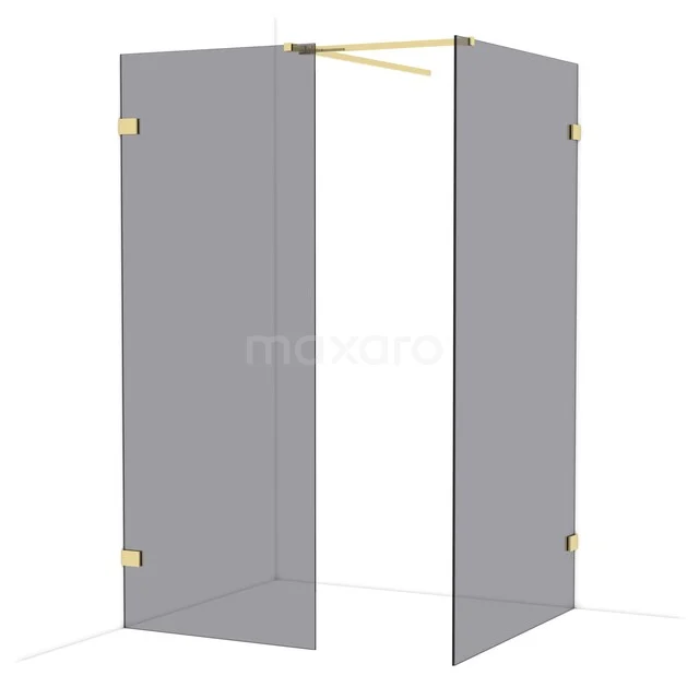 Diamond Walk-in shower | 110x80 cm Glanzend lichtgoud Smoke glass 2 fixed walls IDB0811521GLG Diamond Walk-in shower | 110x80 cm Glanzend lichtgoud Smoke glass 2 fixed walls IDB0811521GLG