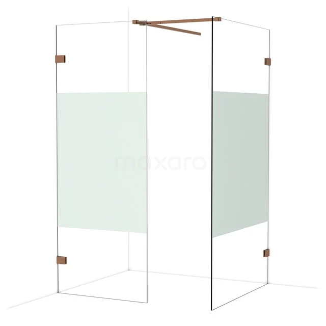 Diamond Inloopdouche | 110x80 cm Glanzend koper Helder met matte strook 2 vaste wanden IDB0811523GKP Diamond Inloopdouche | 110x80 cm Glanzend koper Helder met matte strook 2 vaste wanden IDB0811523GKP