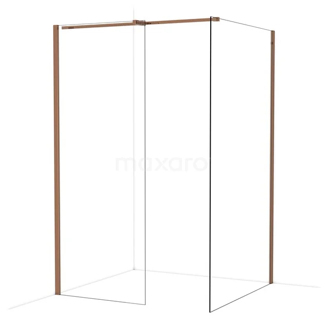 Diamond Walk-in shower | 120x80 cm Glanzend koper Clear glass 2 fixed walls IDB0812310GKP Diamond Walk-in shower | 120x80 cm Glanzend koper Clear glass 2 fixed walls IDB0812310GKP