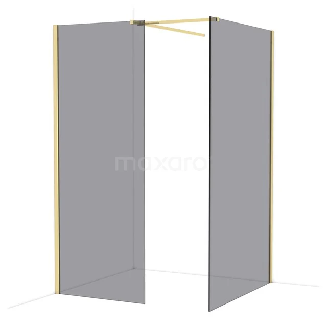 Diamond Inloopdouche | 120x80 cm Glanzend lichtgoud Rookglas 2 vaste wanden IDB0812511GLG Diamond Inloopdouche | 120x80 cm Glanzend lichtgoud Rookglas 2 vaste wanden IDB0812511GLG