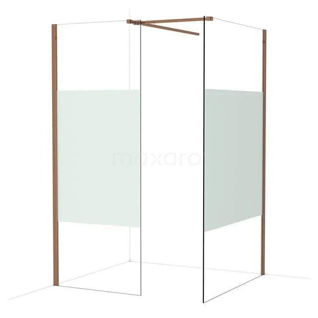 Diamond Inloopdouche | 120x80 cm Glanzend koper Helder met matte strook 2 vaste wanden IDB0812513GKP Diamond Inloopdouche | 120x80 cm Glanzend koper Helder met matte strook 2 vaste wanden IDB0812513GKP