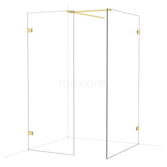 Diamond Inloopdouche | 120x80 cm Glanzend lichtgoud Helder glas 2 vaste wanden IDB0812520GLG Diamond Inloopdouche | 120x80 cm Glanzend lichtgoud Helder glas 2 vaste wanden IDB0812520GLG