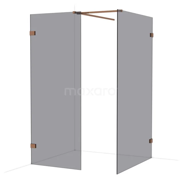 Diamond Walk-in shower | 120x80 cm Glanzend koper Smoke glass 2 fixed walls IDB0812521GKP Diamond Walk-in shower | 120x80 cm Glanzend koper Smoke glass 2 fixed walls IDB0812521GKP