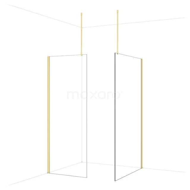 Diamond Inloopdouche | 120x80 cm Glanzend lichtgoud Helder glas 2 vaste wanden IDB0812910GLG Diamond Inloopdouche | 120x80 cm Glanzend lichtgoud Helder glas 2 vaste wanden IDB0812910GLG