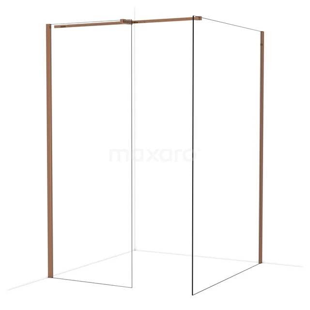 Diamond Inloopdouche | 140x80 cm Glanzend koper Helder glas 2 vaste wanden IDB0814310GKP Diamond Inloopdouche | 140x80 cm Glanzend koper Helder glas 2 vaste wanden IDB0814310GKP