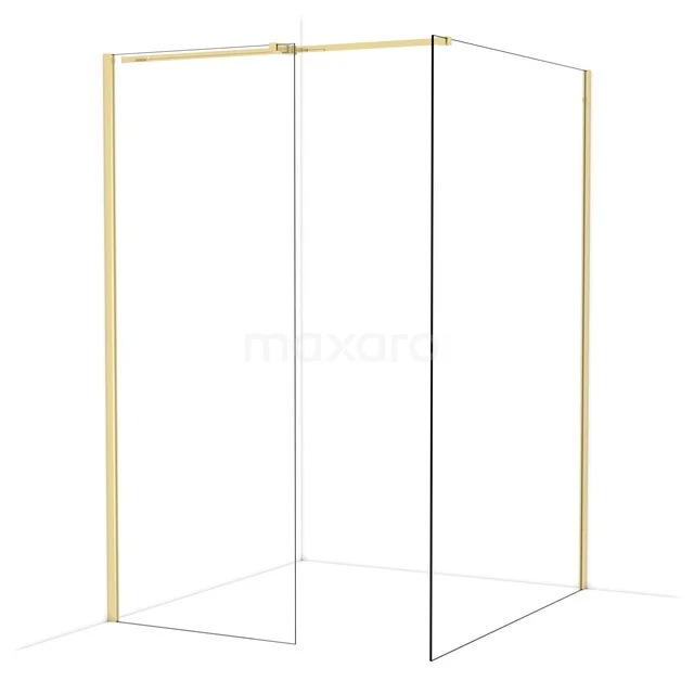 Begehbare Duschen IDB0814310GLG Duschwand mit goldfarbenem Rahmen, minimalistisches Design, aus Klarglas gefertigt, ideal für einen modernen Badezimmerstil.