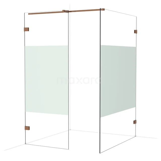 Diamond Walk-in shower | 140x80 cm Glanzend koper Clear with matt strip 2 fixed walls IDB0814323GKP Diamond Walk-in shower | 140x80 cm Glanzend koper Clear with matt strip 2 fixed walls IDB0814323GKP