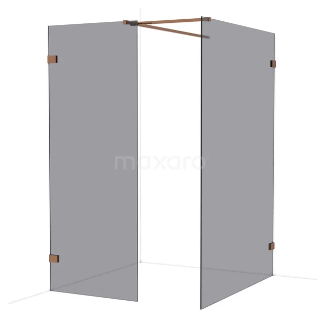 Diamond Walk-in shower | 140x80 cm Glanzend koper Smoke glass 2 fixed walls IDB0814521GKP Diamond Walk-in shower | 140x80 cm Glanzend koper Smoke glass 2 fixed walls IDB0814521GKP