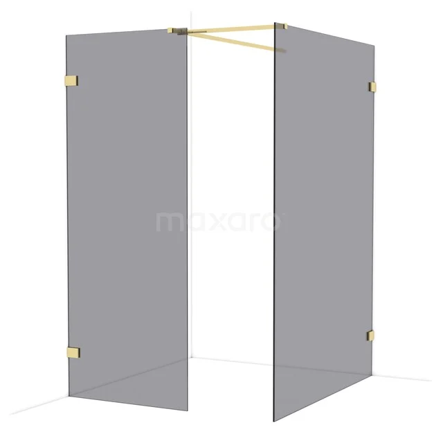 Diamond Walk-in shower | 140x80 cm Glanzend lichtgoud Smoke glass 2 fixed walls IDB0814521GLG Diamond Walk-in shower | 140x80 cm Glanzend lichtgoud Smoke glass 2 fixed walls IDB0814521GLG