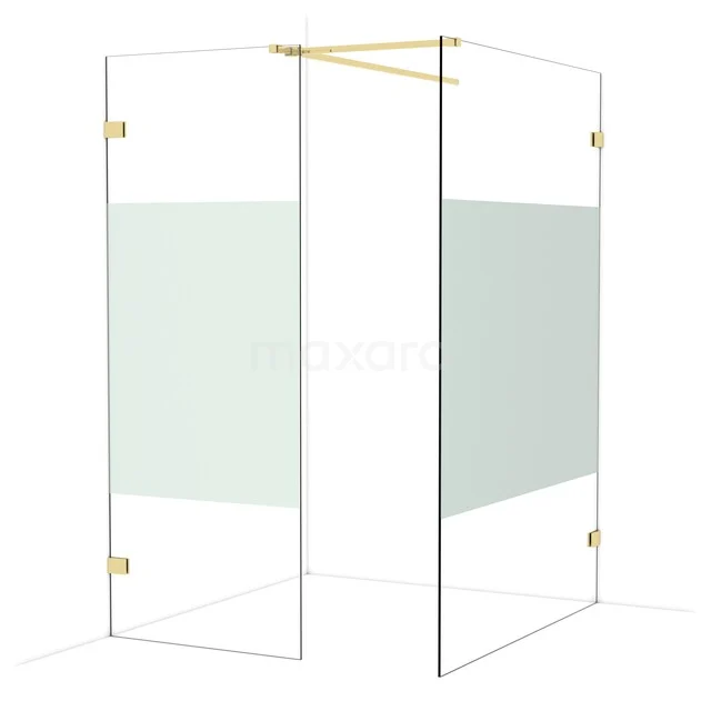 Diamond Inloopdouche | 140x80 cm Glanzend lichtgoud Helder met matte strook 2 vaste wanden IDB0814523GLG Diamond Inloopdouche | 140x80 cm Glanzend lichtgoud Helder met matte strook 2 vaste wanden IDB0814523GLG