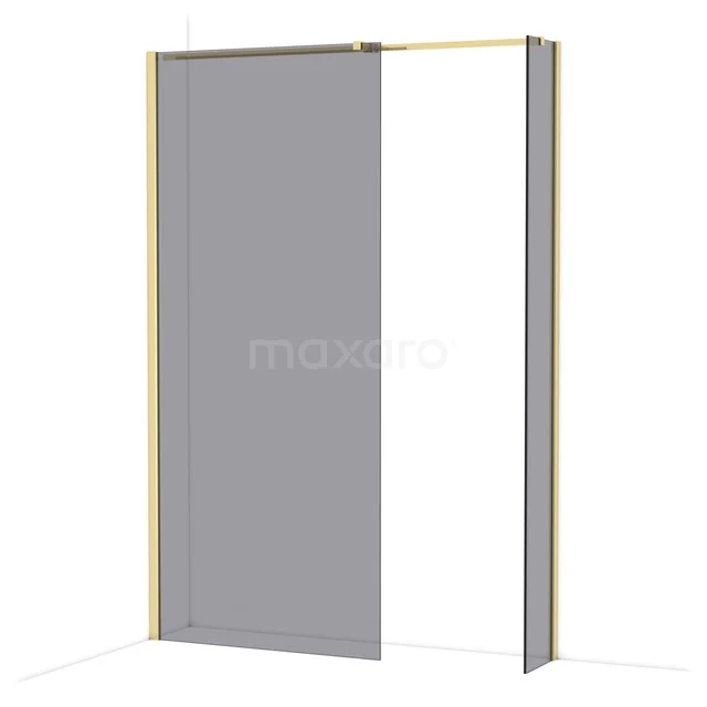 Matte glazen douchewand met gouden profiel, minimalistische stijl. Perfect voor een stijlvolle en moderne badkamer.