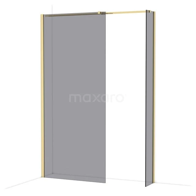 Frosted glass shower wall with gold profile, minimalist style. Perfect for a stylish and modern bathroom.
