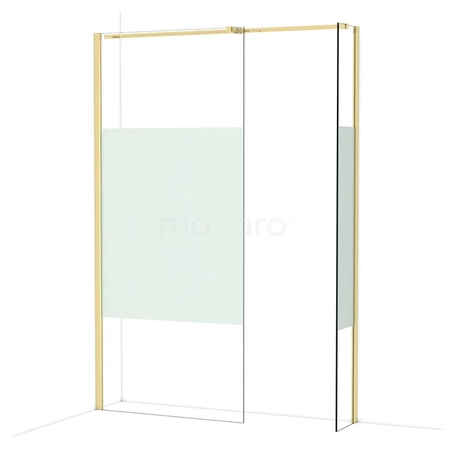 Diamond Inloopdouche | 90x30 cm Glanzend lichtgoud Helder met matte strook 2 vaste wanden IDB0903313GLG Diamond Inloopdouche | 90x30 cm Glanzend lichtgoud Helder met matte strook 2 vaste wanden IDB0903313GLG