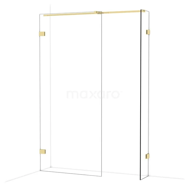 Diamond Walk-in shower | 90x30 cm Glanzend lichtgoud Clear glass 2 fixed walls IDB0903320GLG Diamond Walk-in shower | 90x30 cm Glanzend lichtgoud Clear glass 2 fixed walls IDB0903320GLG