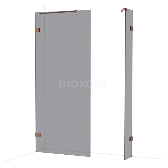 Diamond Walk-in shower | 90x30 cm Glanzend koper Smoke glass 2 fixed walls IDB0903421GKP Diamond Walk-in shower | 90x30 cm Glanzend koper Smoke glass 2 fixed walls IDB0903421GKP